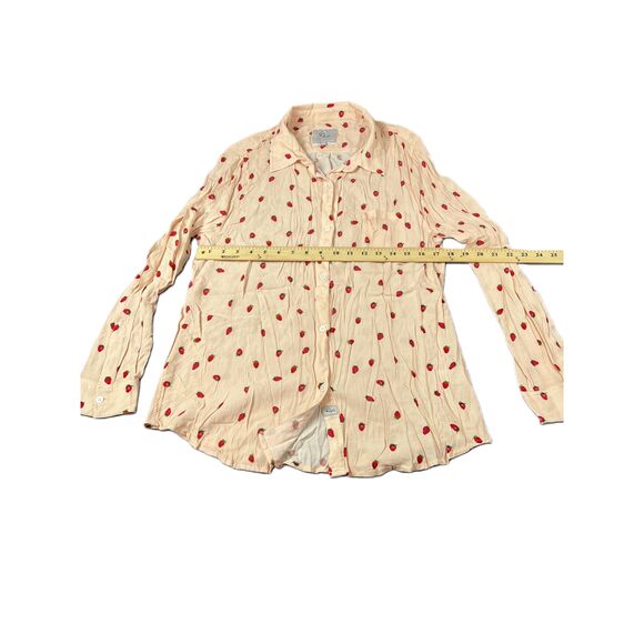 Rails Pink Strawberry Print Long Sleeve Button Up Womens Shirt Size Large - Picture 3 of 11